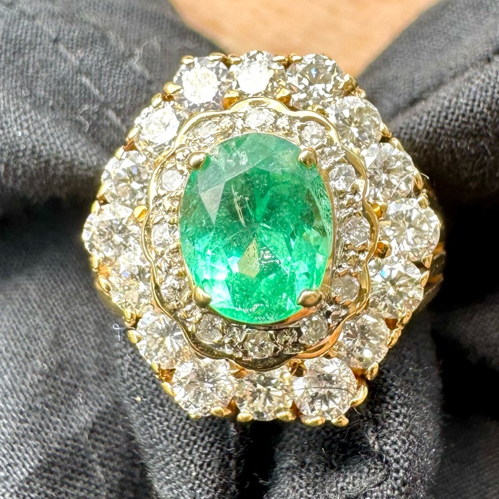 SOLD 14k Emerald and Diamonds Ring